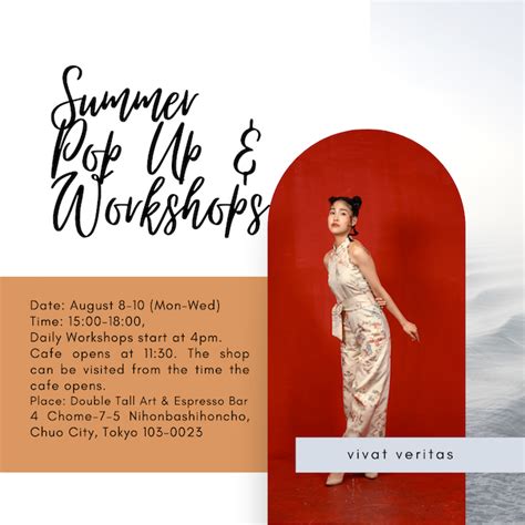 Summer Pop Up Shop And Workshops Vivat Veritas