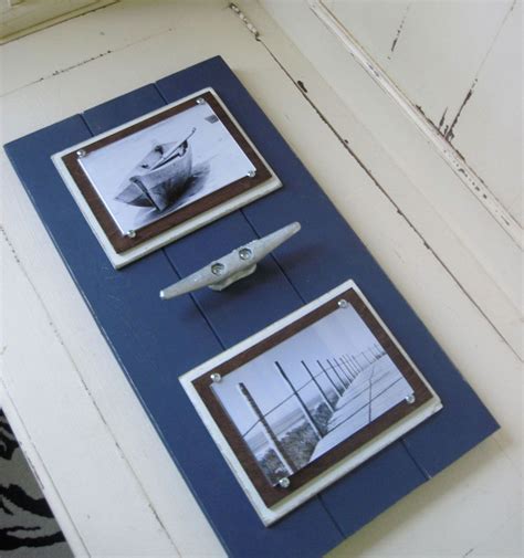 Double 4x6 Picture Frame Navy Blue Nautical With Boat Cleat Project