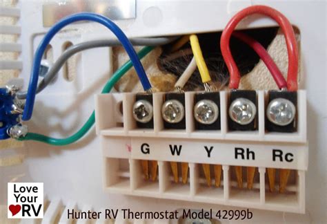 I replaced one unite with another and the wires are differance colors the old unites wires are red,purple,yellow,bleck and white the new one have orange,brown,cream,darkpurple,and white. Hunter 42999B Digital RV Thermostat - Upgrading the OEM Thermostat