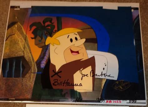 Hanna Barbera Barney Rubble Original Production Cel Signd Bill Hanna
