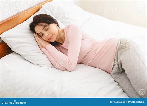 Beautiful Young Woman Sleeping In Her Bed Stock Photo Image Of Pillow
