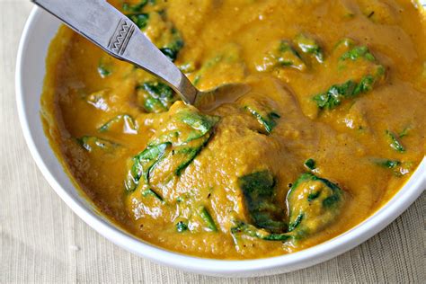 Nutty Sweet Potato Soup With Harissa And Spinach Joanne Eats Well