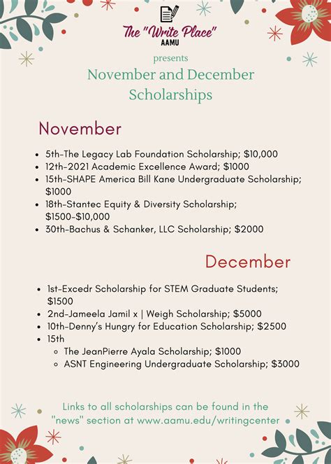 November and December Scholarships 2021 - Alabama A&M University