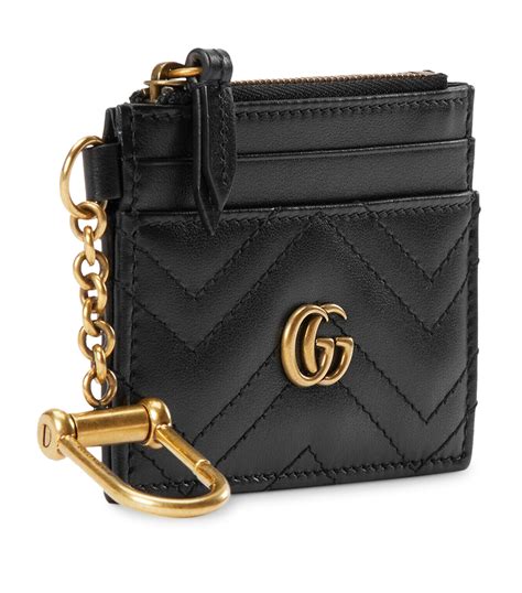 Womens Gucci Black Leather Gg Marmont Keychain Card Holder Harrods Uk