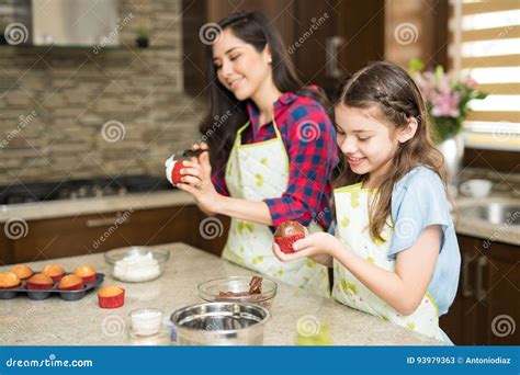 Girl And Her Mom Cooking Together Stock Image Image Of Lifestyle Cooking 93979363