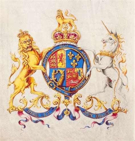 The Original 1714 Draft Design Of The Royal Arms Of King George I Of