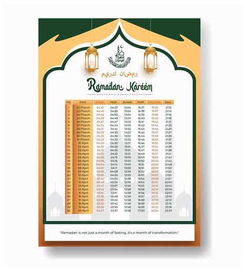Ramadan Calender 2023 With Prayer Times In Ramadan Ramadan Schedule