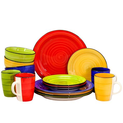 Gibson Home Color Vibes 16 Piece Round Dinnerware Set Assorted Colors