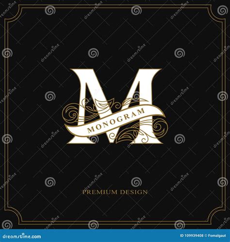 Elegant Letter M Calligraphic Beautiful Logo With Tape For Labels
