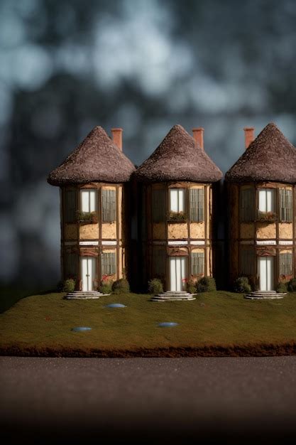 Premium Ai Image A Couple Of Small Houses Sitting On Top Of A Lush
