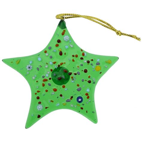 Christmas Tree Ornaments Murano Glass Star Christmas Ornament Green