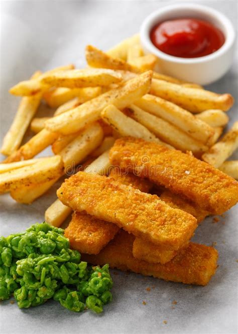 Fish Fingers And Chips Stock Photo Image Of Sticks English