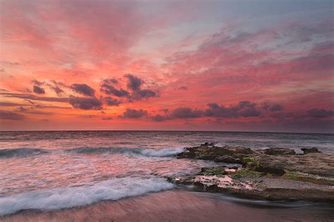 Sunset Surf Waves Rocks Hd Wallpaper Peakpx