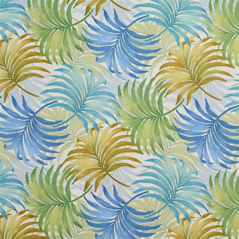 Monterey Aqua And Green Beach Prints Drapery And Upholstery Fabric