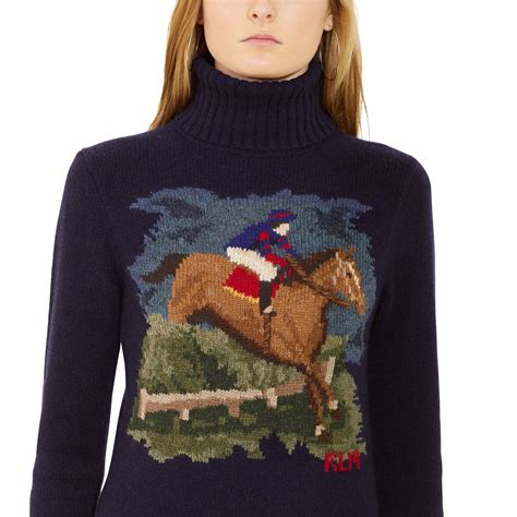 Polo Ralph Lauren Intarsia Knit Sweater Dress In Multicolor Scenic Navy Lyst