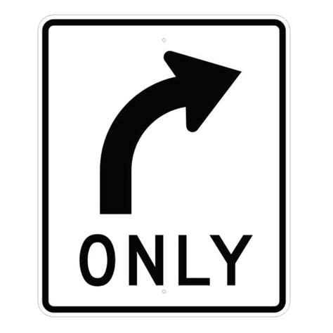 30 X 36 Aluminum Right Turn Only Symbol Sign R3 5r