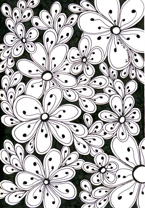 Zentangle Desenhos De Flores Estampas Imagens Para Colorir