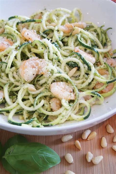 How to avoid watery zucchini noodles. Zucchini Noodles With Pesto and Shrimp | A Food Lover's ...