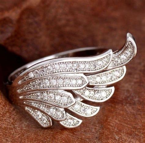 New Angel Wing Ring Size 9 In 2020 Women Rings Silver Rings Real Diamond Rings