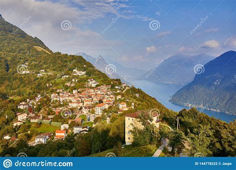 Scenic View To The Lake Lugano From Monte Bre In Lugano ...
