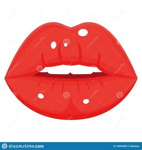 Female Red Glossy Kiss Glamour Mouth And Sensuality Stock Vector