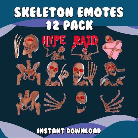 Skeleton Emotes Skeleton Emote Pack Twitch Emote Halloween Emotes