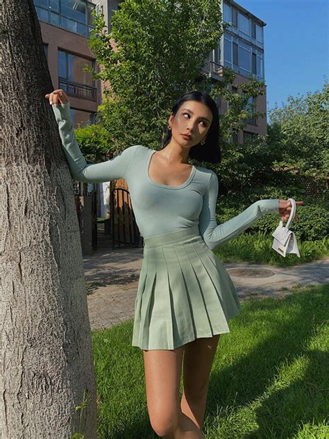 Mint Green Tennis Skirt Pleated Y2k Clothing French Etsy