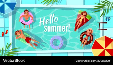 Hello Summer Swimming Pool Royalty Free Vector Image