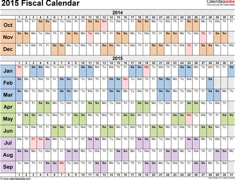 Fiscal Calendars 2015 Free Printable Pdf Templates