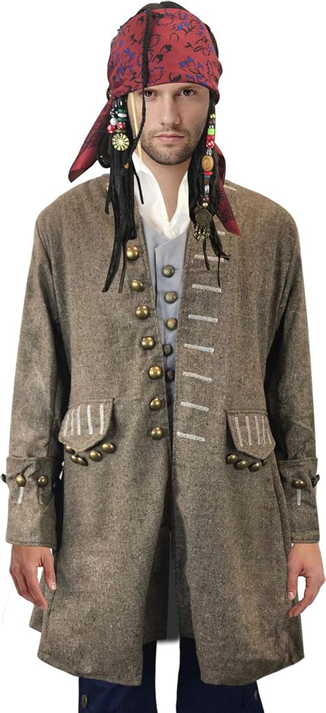 thecostumebase exact jack sparrow coat pirate costume jacket m l xl uk clothing