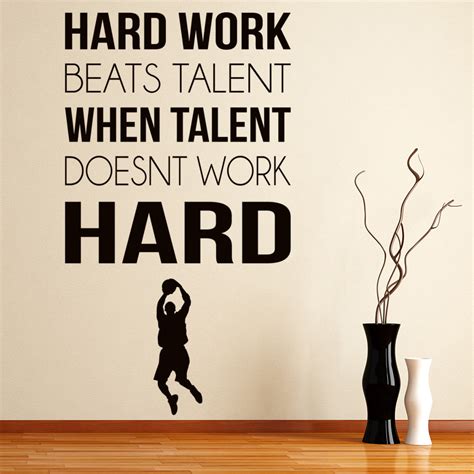 Hard Work Wall Sticker Sports Quote Wall Decal Inspirational Home Decor