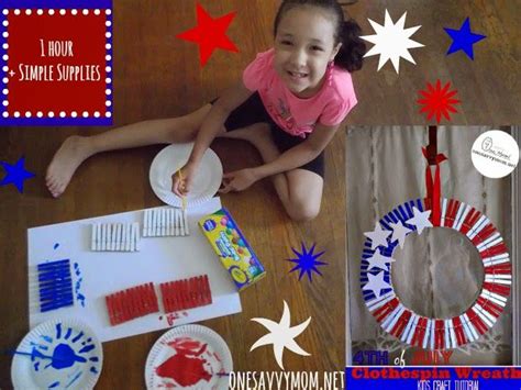 One Savvy Mom Nyc Area Mom Blog 4th Of July Clothespin Wreath Kids