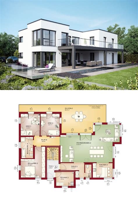 Im haushalt gibt es viel zu tun. Mehrfamilienhaus Evolution 282 V7 Grundriss Flachdach - Bien Zenker - Haus mit zwei getrennten ...