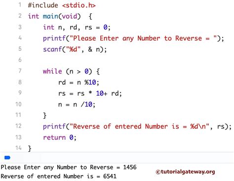 Write A C Program To Reverse A Number