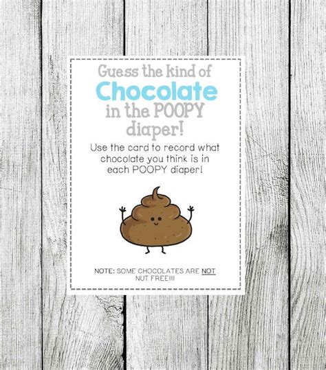 Guess The Chocolate In The Poopy Diaper Baby Shower Game Etsy Uk