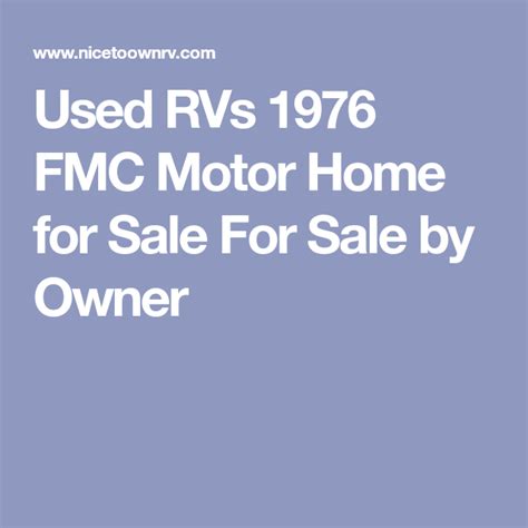 Used Rvs 1976 Fmc Motor Home For Sale For Sale By Owner Motor Homes