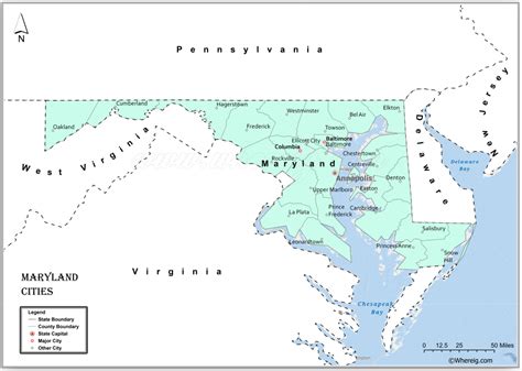 Map Of Maryland Cities And Towns List Of Cities In Maryland By