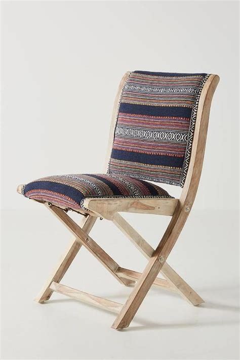 Cheyenne Terai Geometric Striped Navy Folding Chair Folding Chair
