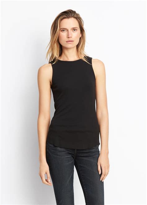 Lyst Vince High Neck Tank In Black