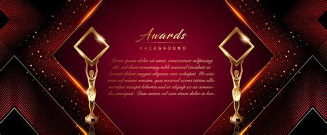 Red Maroon Golden Diamond Frame Shine Dotted Award Background Trophy