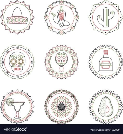 mexican emblems royalty free vector image vectorstock