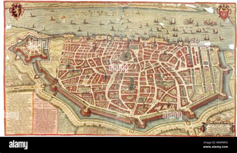 English Map Of Antwerp Around 1598 1598 Hoefnaegels Cartographer