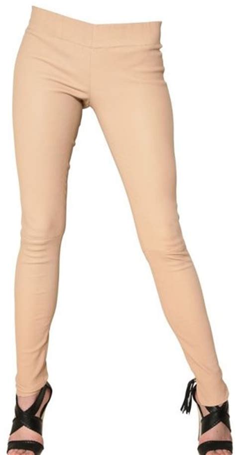 Jay Ahr Stretch Nappa Leather Leggings In Beige Nude Lyst