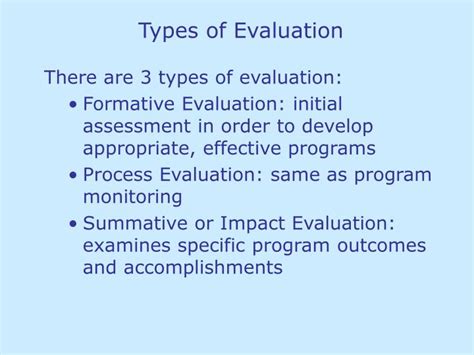 Ppt Types Of Evaluation Powerpoint Presentation Free Download Id