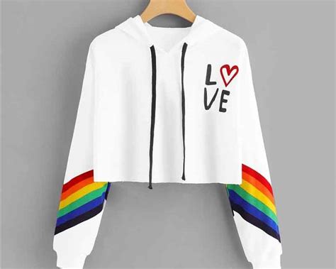 Love Rainbow Pride Crop Top Sweatshirt Hoodie Queerks™