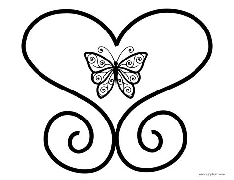 Butterfly With Hearts Coloring Pages