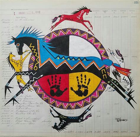 Spirit Of The Horse Ledger Painting Gordon Henry Kk Native American