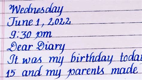 Diary Entry Of My Birthday Diary Writing Handwriting Writing English Handwriting Eng