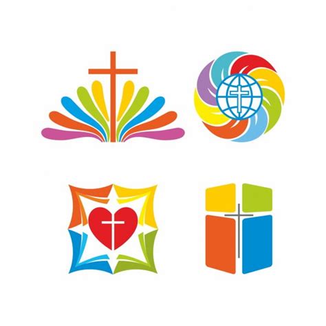 Church Logo Christian Symbols Cross Globe Open Bible And Laurel