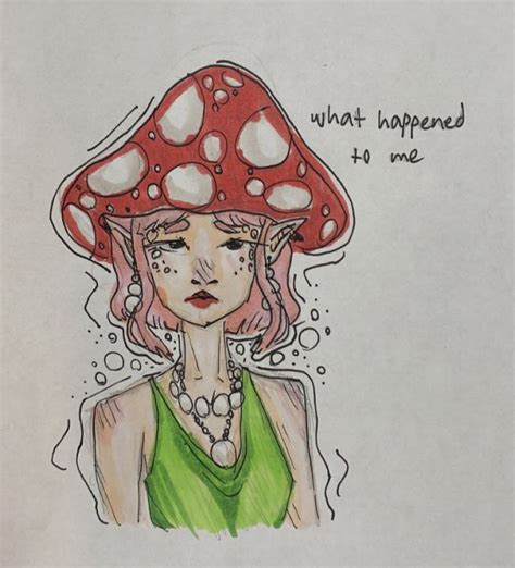 Fairycore Cottagecore Drawing Mushroom Girl Mushroom Drawing